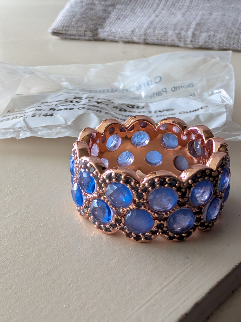 Bomb Party Rose Gold Cornflower Blue Ring